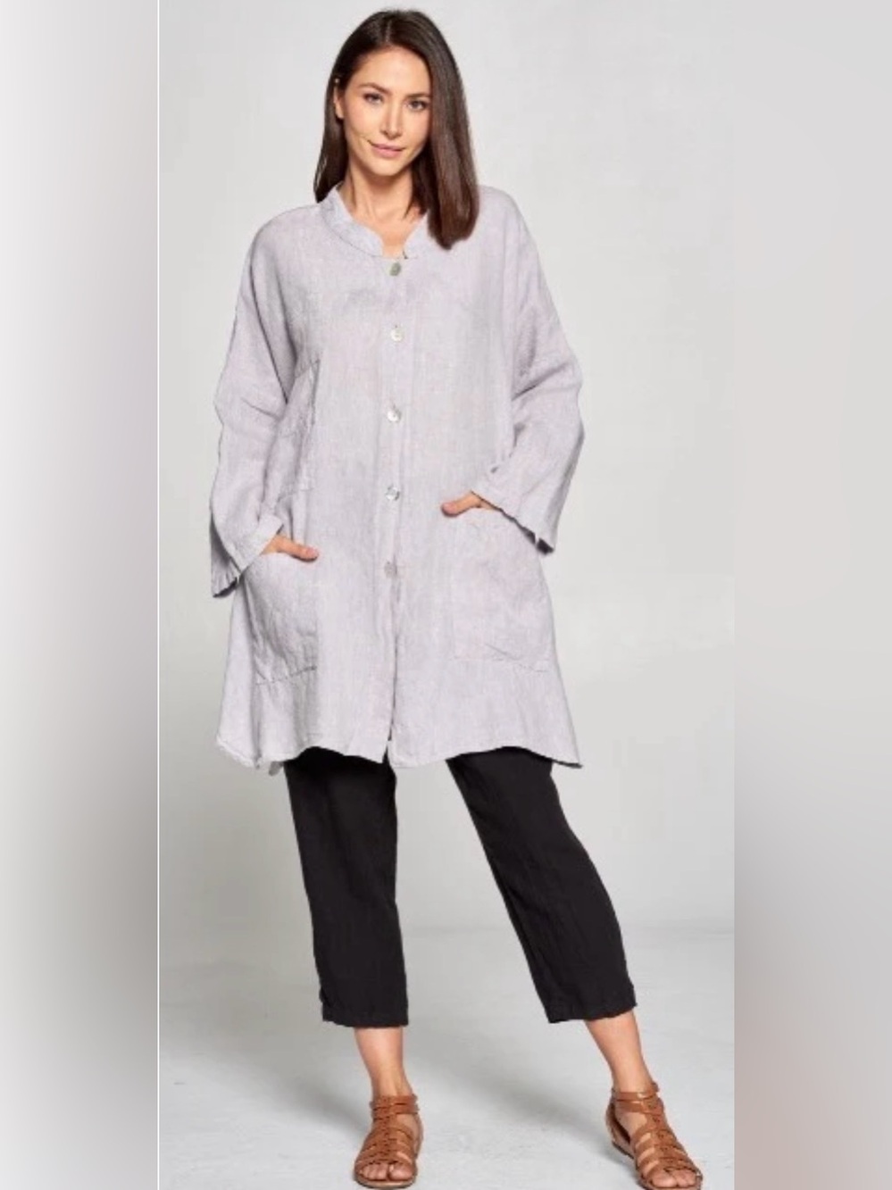 La Fixsun One Size Button Tunic/Jacket 4 Pockets Lagenlook Artsy Boho Resortwear